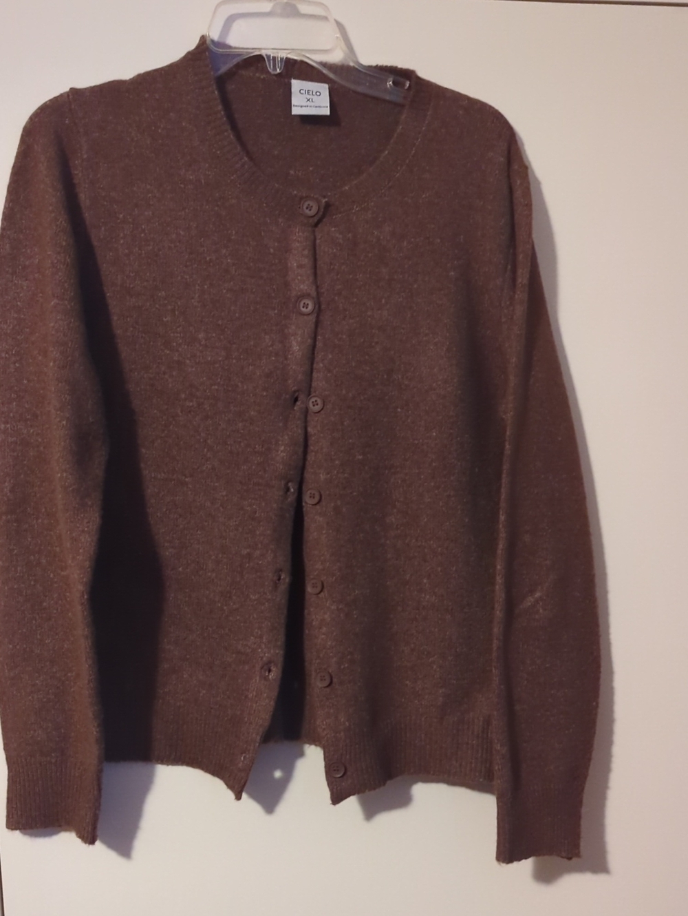 Cielo Brown Button-Front Women's Cardigan
